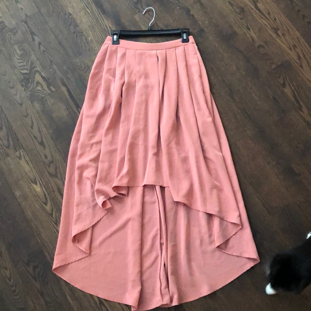 Rosy Pink/Peach High Low Skirt